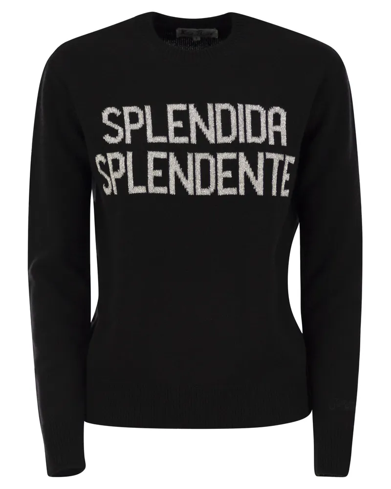 MC2 Saint Barth Wolle und Kaschmir -Mischpullover mit Stickerei Splendida Splendente Black