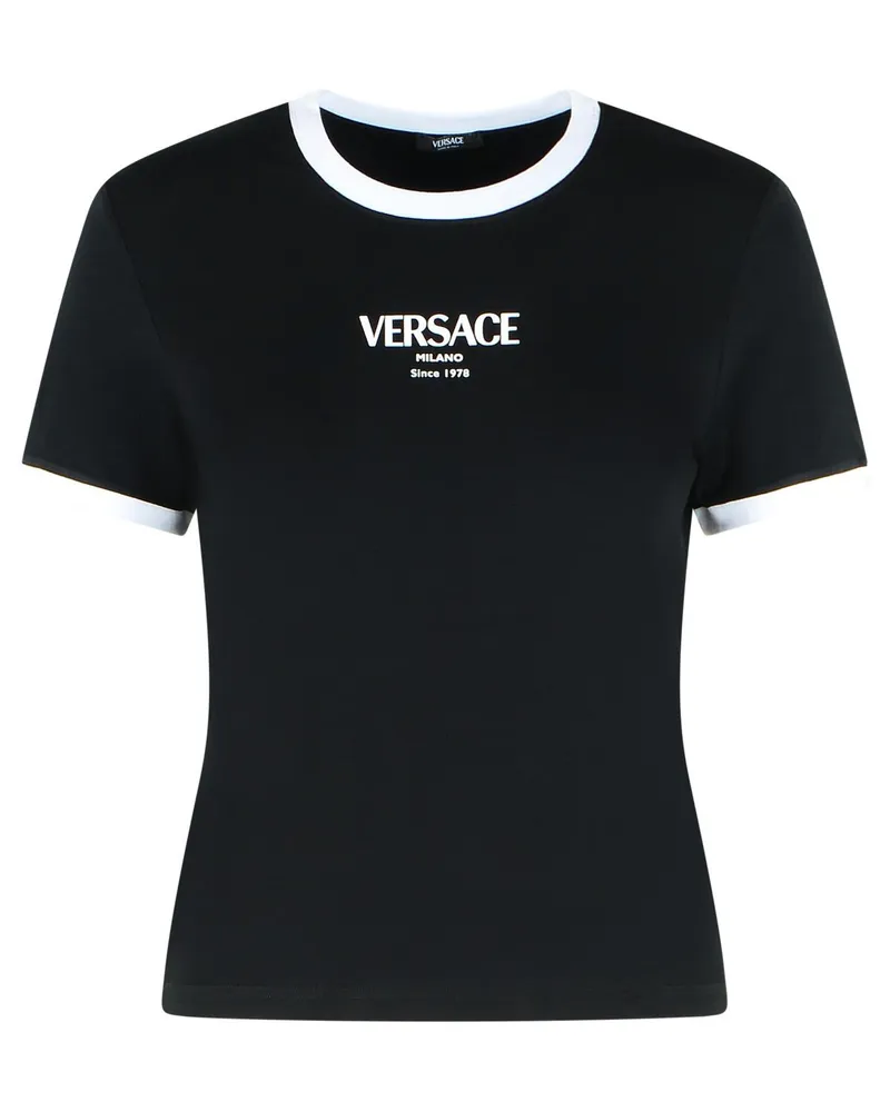 Versace Schwarzes -T-Shirt aus Viskose Black