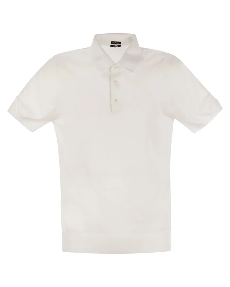 Kiton kurzärmeliges Baumwollpolo -Hemd White