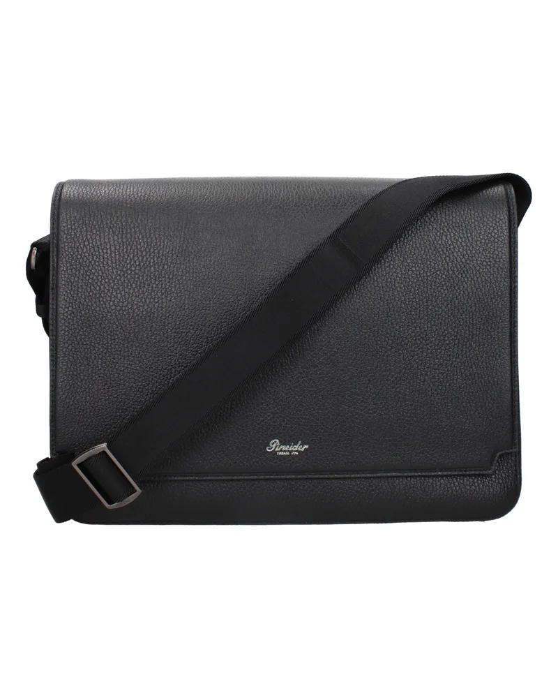 Pineider Herrens Schwarze Leder-Umhängetaschen -