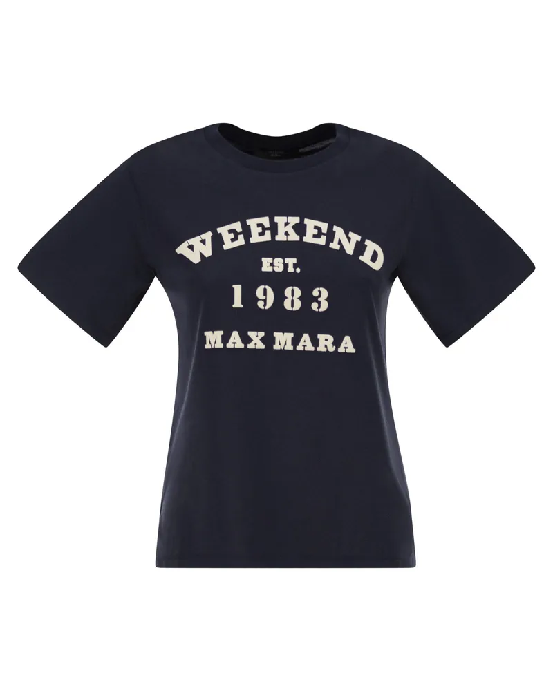 Weekend Max Mara Wkdtenue Jersey-T-Shirt mit Aufdruck Blue