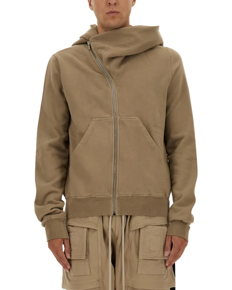 DRKSHDW by Rick Owens Asymmetrisches Zipper -Sweatshirt Beige