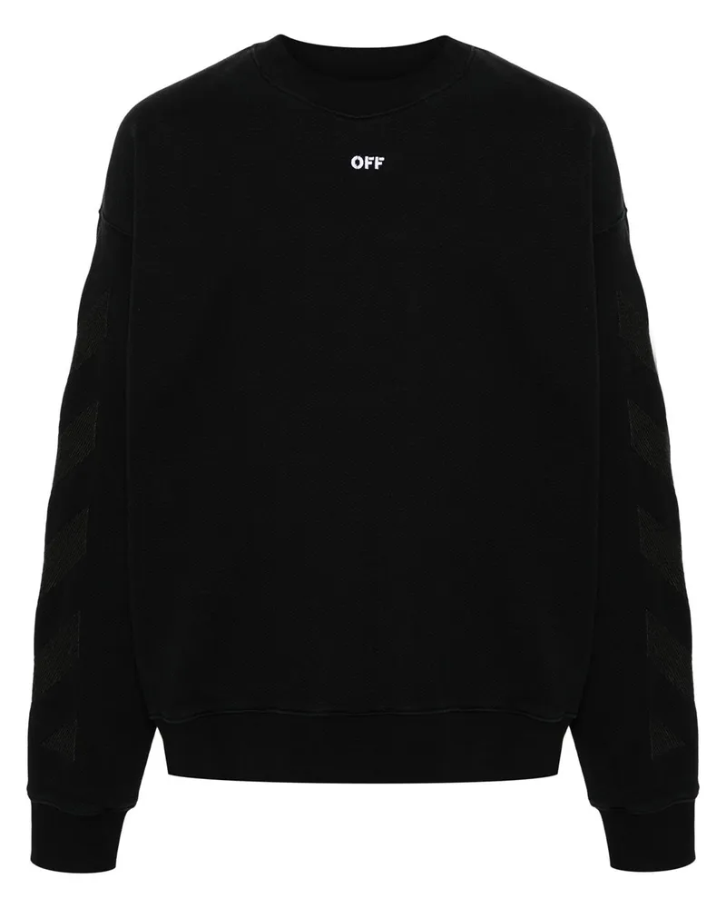 OFF-WHITE Aus weißes diagonal gestreiftem Sweatshirt Black