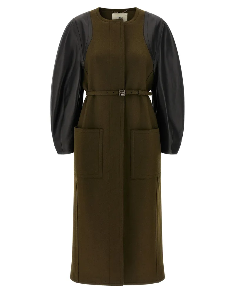 Fendi Wolle Filz" Mantel Green