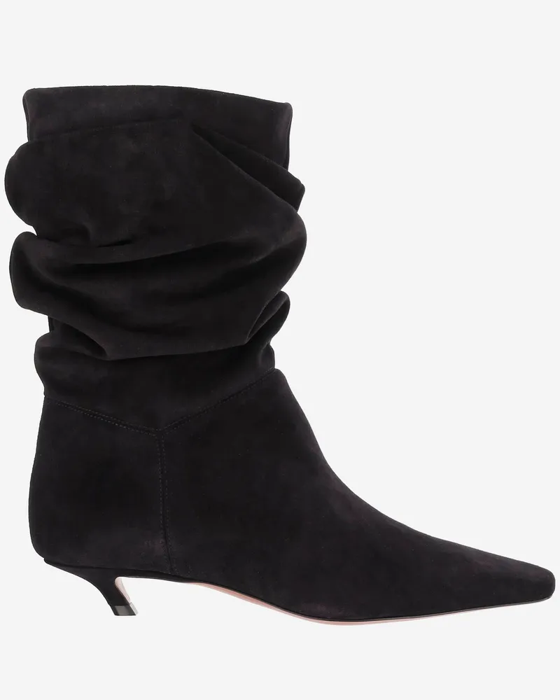 Amina Muaddi Jamie Stiefel aus Wildleder Black