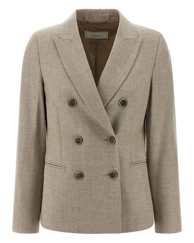 Peserico Double Breasted Blazer Beige