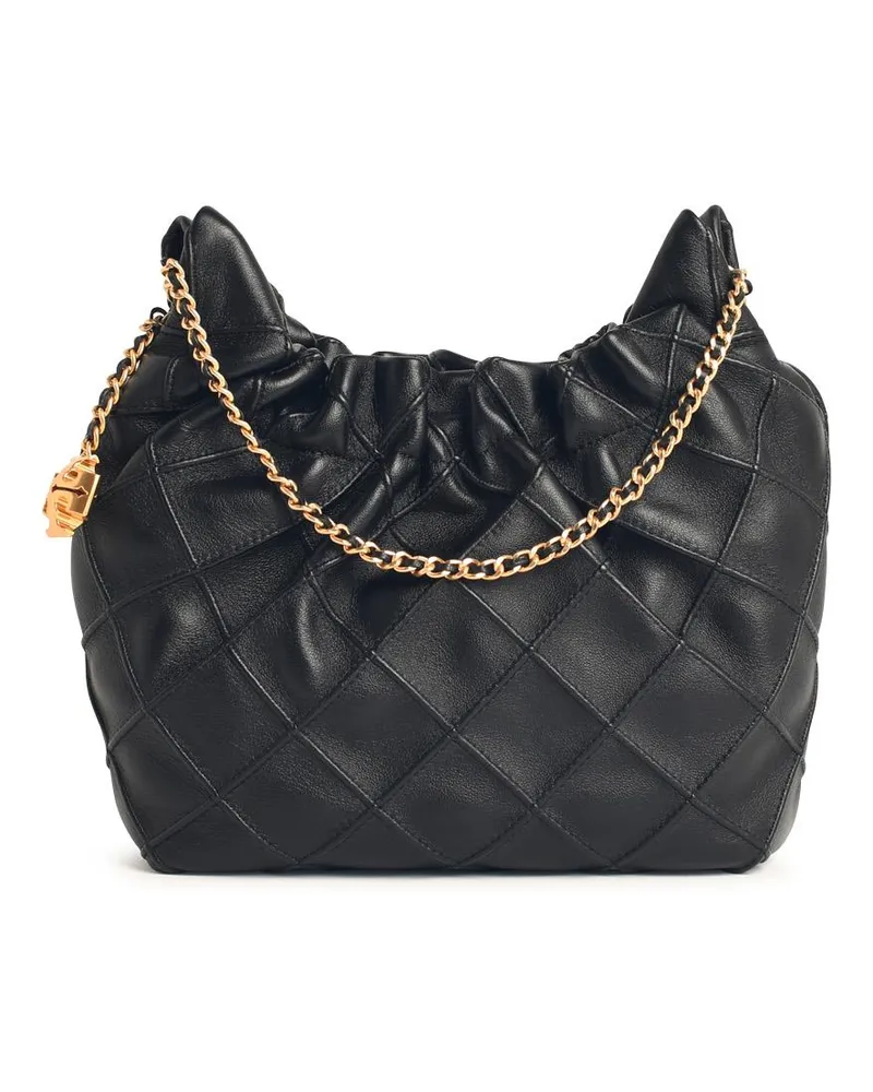 Tory Burch Small "Fleming" schwarzer Lear -Tasche Black