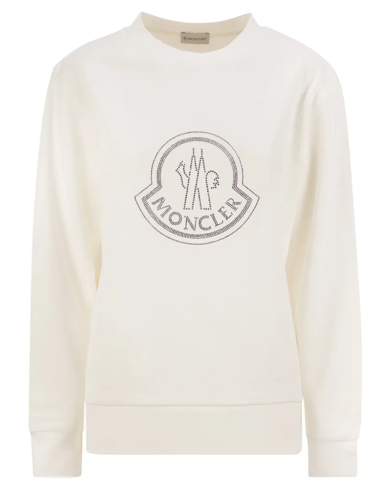 Moncler Logo Sweatshirt mit Kristallen Natural