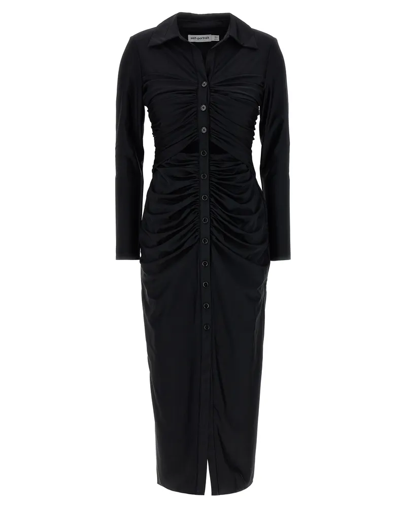 Self-Portrait Kleid „Schwarzes Jersey-Cut-Out-Midikleid Black