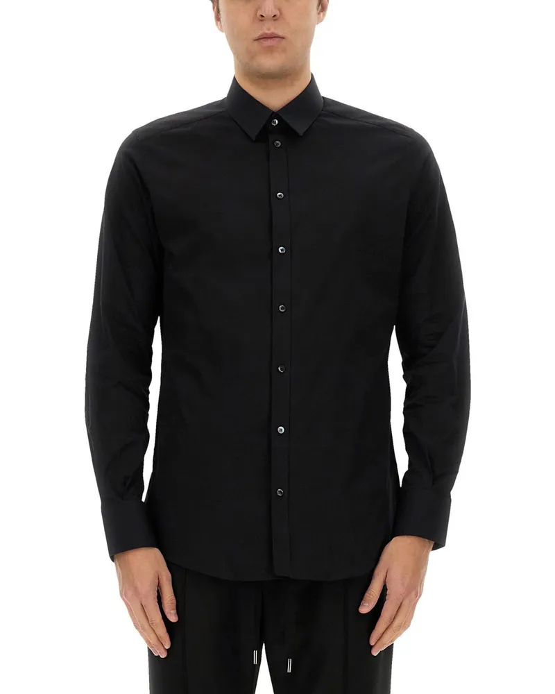Dolce & Gabbana Gold Poplin Stretchhemd Black
