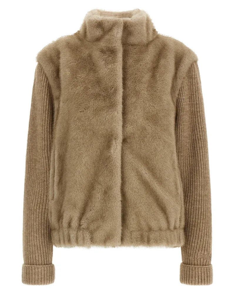 MC2 Saint Barth Faux Fur Bomber Jacke Beige