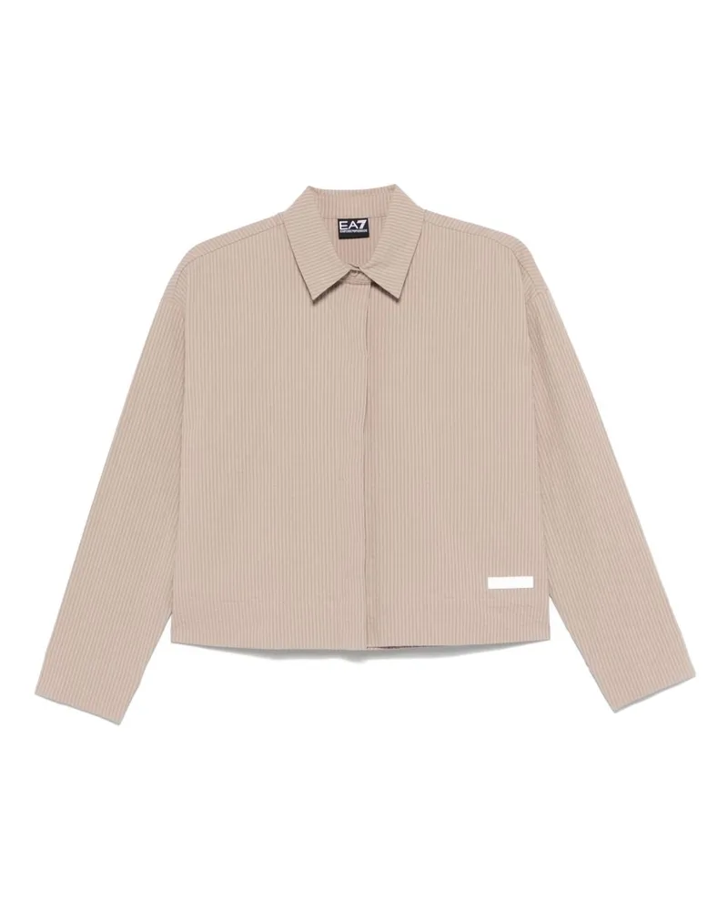 EA7 gestreiftes Baumwollhemd Beige