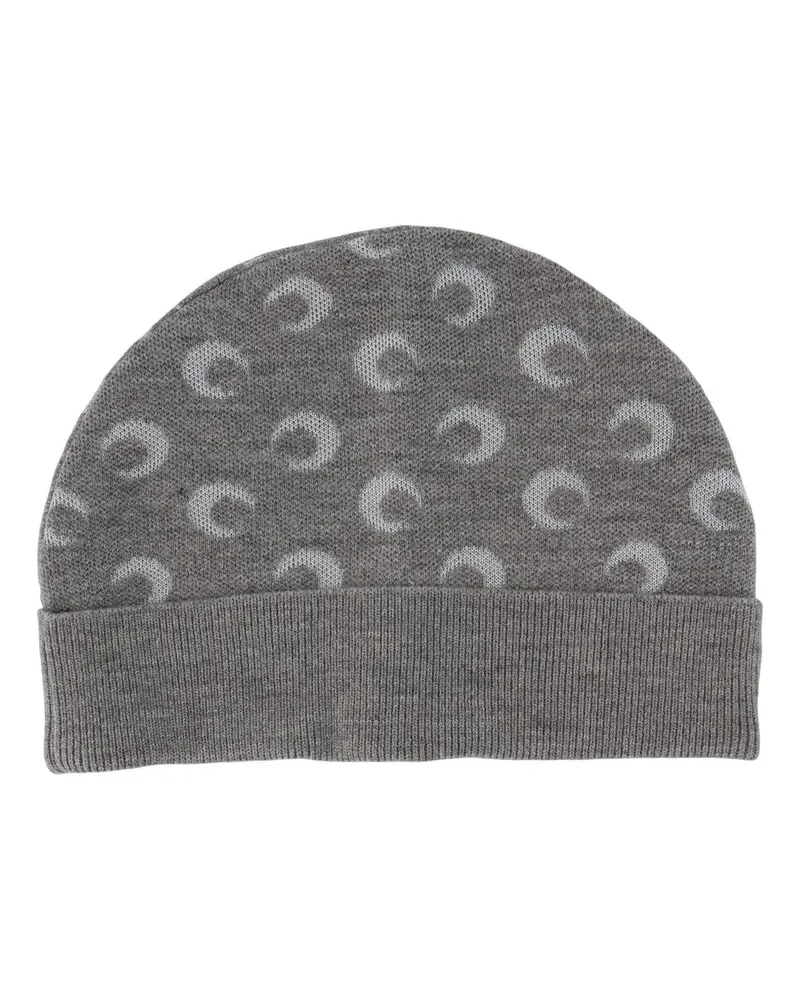 Marine Serre Moon Jacquard Beanie  Wolle Grau Grau