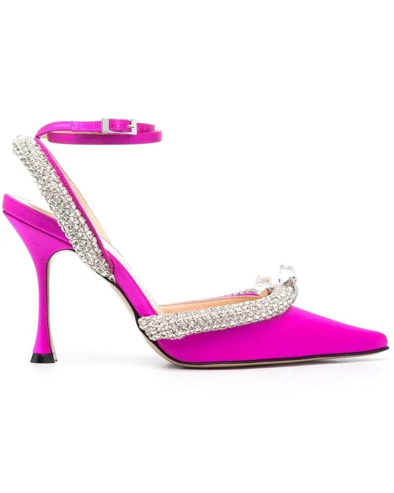 Mach & Mach Crystal verschönerte Satin -Slingback -Pumpen Fuchsia