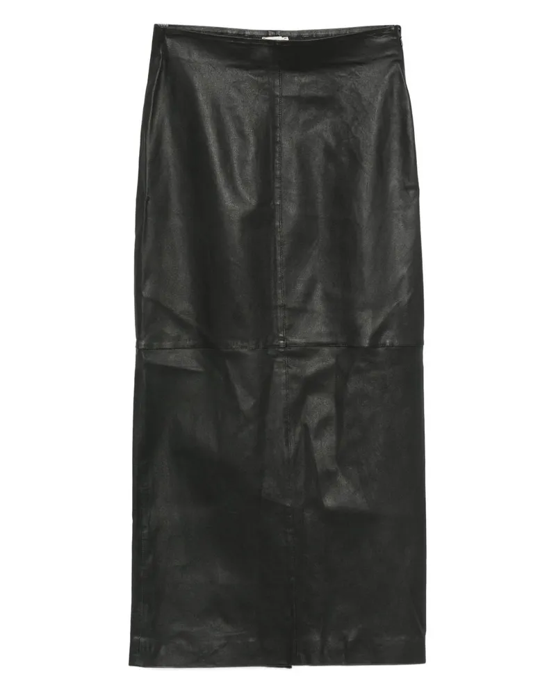 ALYSI Leder Midi Rock Black