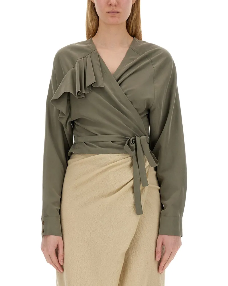 ALYSI Top mit Rüschen Green