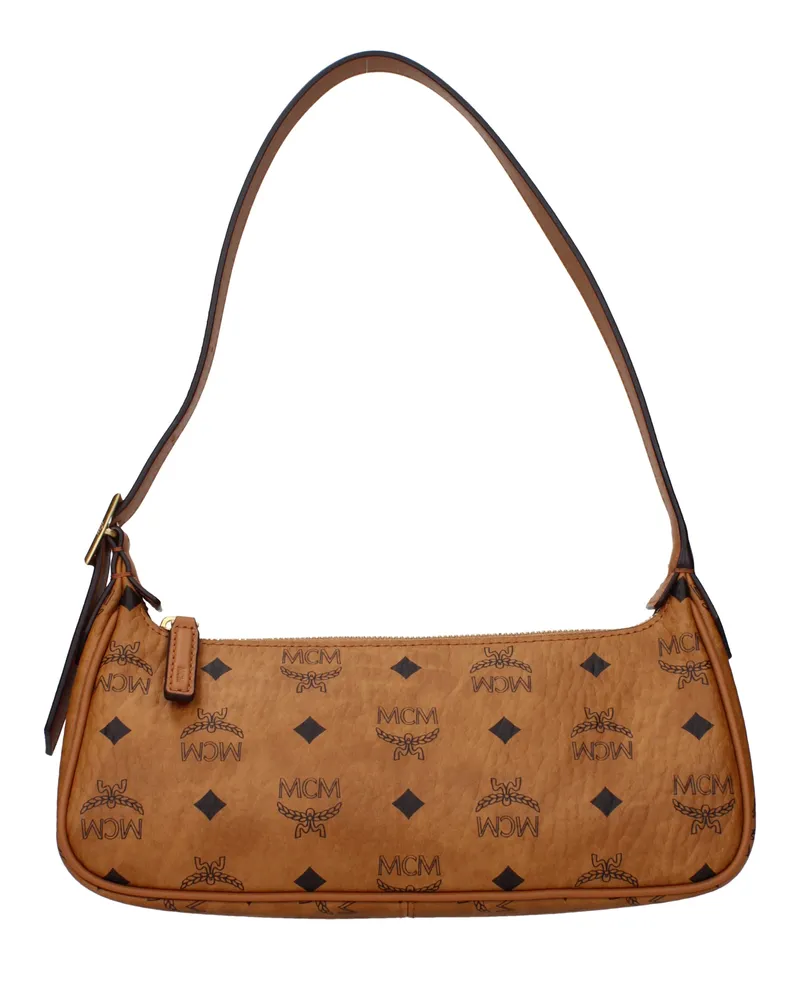 MCM Frauen's Umhängetaschen aus braunem/cognacfarbenem Leder -