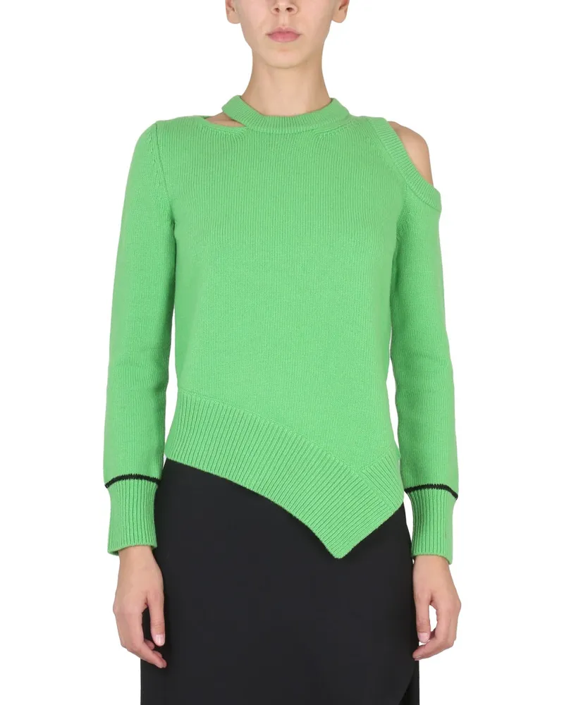 Alexander McQueen Alexander Mc Queen Sweater With Bare Shoulders Green