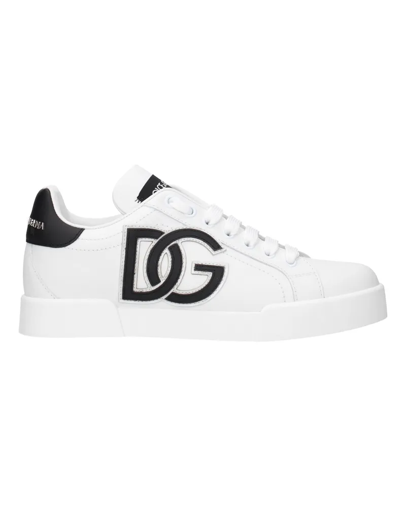 Dolce & Gabbana Sneakers Portofino Frauen Leder weiß/schwarz -