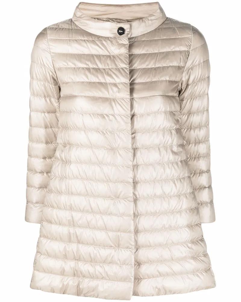 Herno Nylon Midi Down Jacke Beige
