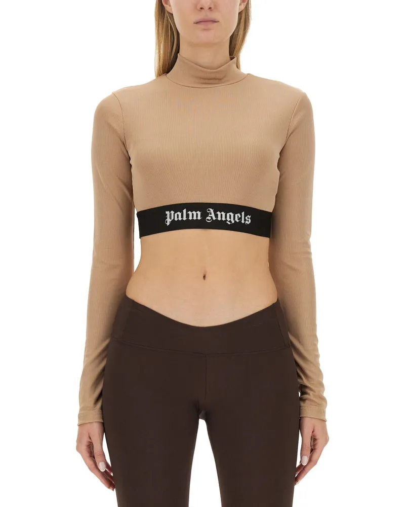 Palm Angels krümmten sich mit Logo Beige