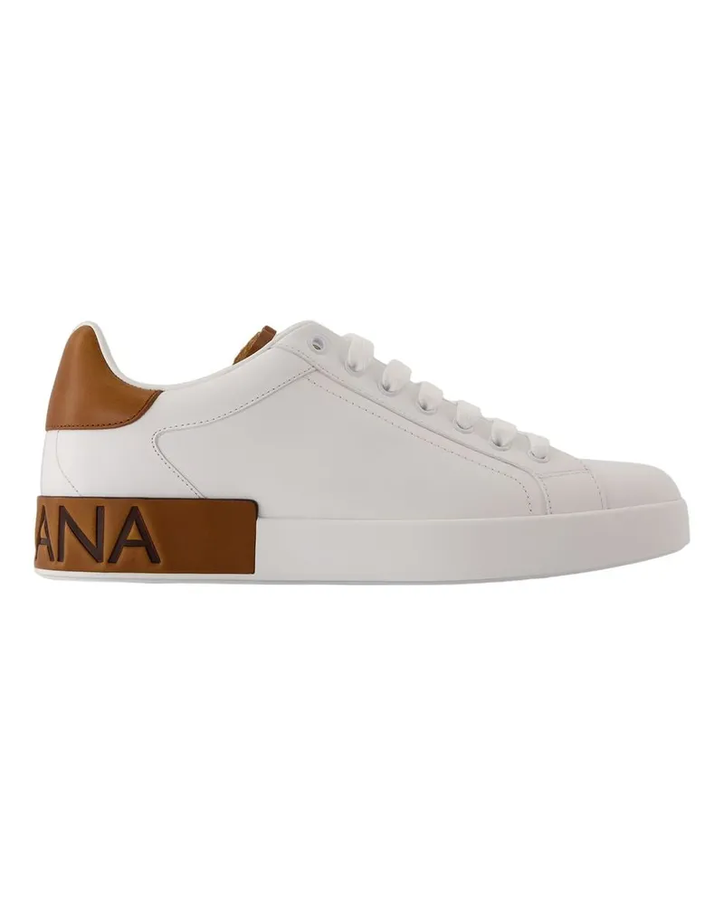 Dolce & Gabbana Top -Top -Turnschuhe  Leder Weiß White