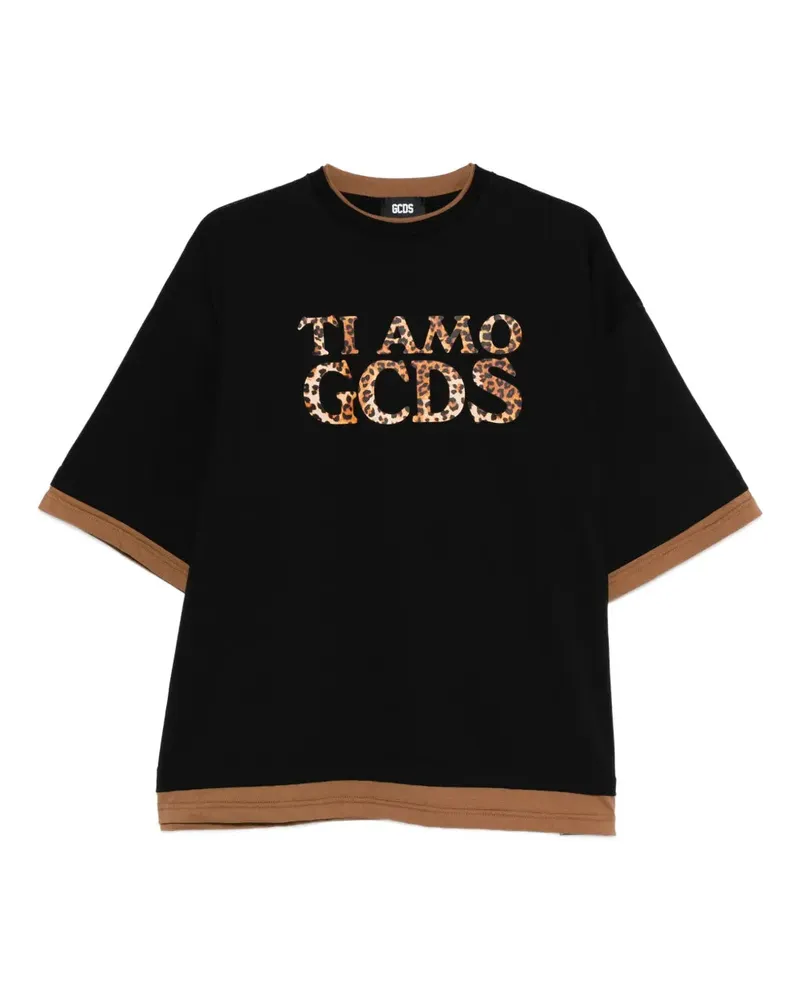 GCDS Ti Amo GCDs" umrissen Logo T -Shirt Black