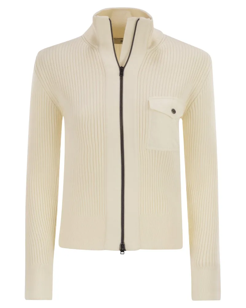 Herno Gerippter Cardigan aus Wolle von White