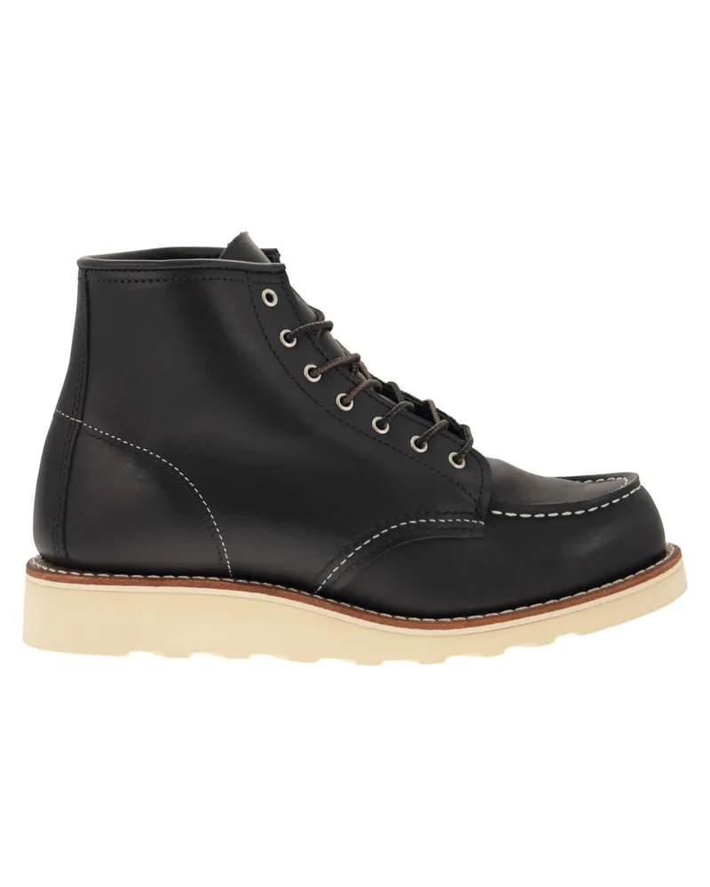 Red Wing Shoes Classic Moc Leder -Knöchelstiefel Schwarz