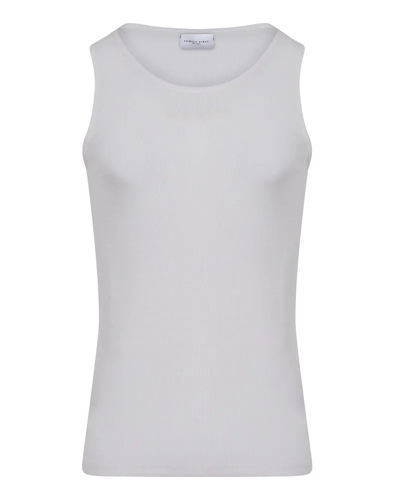 Family First Familie erster Tanktop aus geripptem Baumwoll White