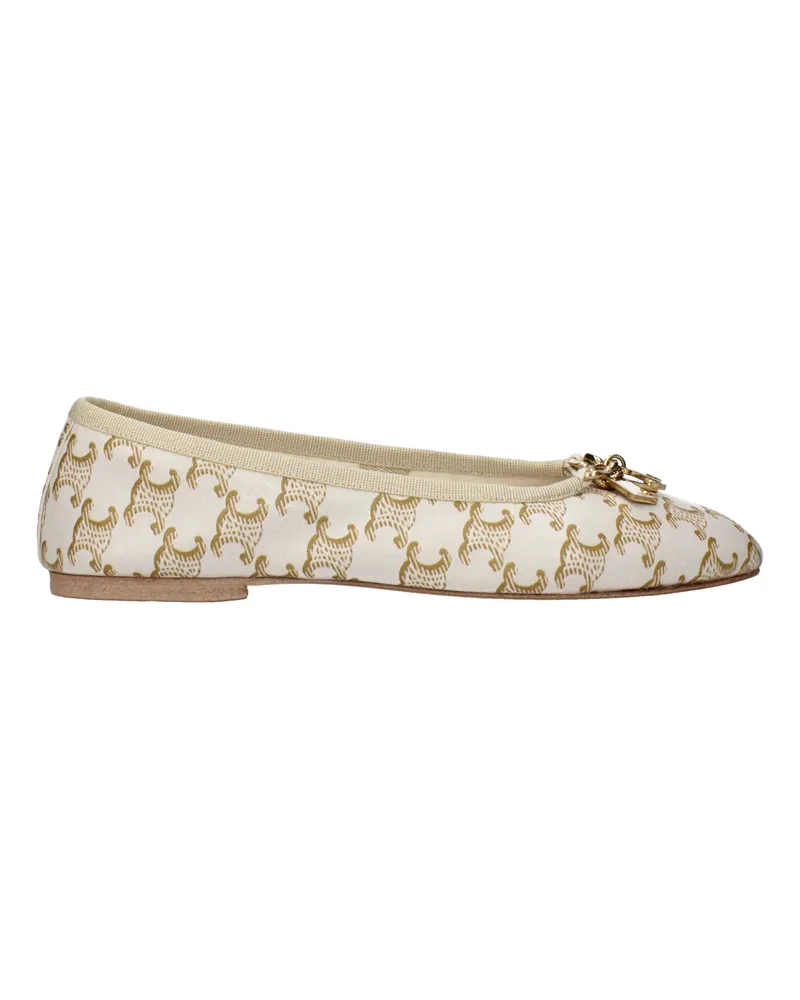 Celine Frauen's Ballerinas aus weißem/kamelfarbenem Leder -