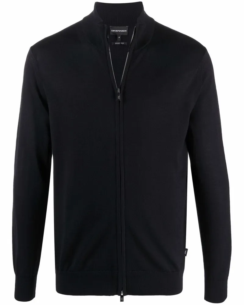 Emporio Armani Wolle mit einer Strickjacke mit Reißverschluss Blue