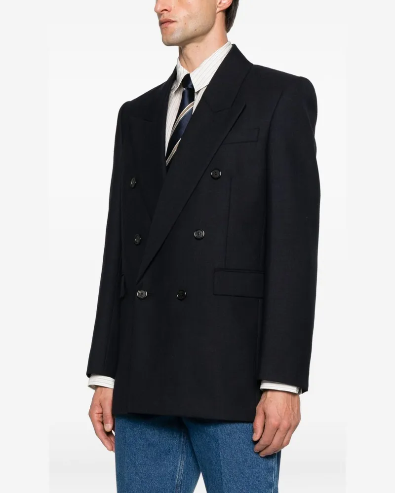 Saint Laurent Wool Double Breasted Jacke Blue