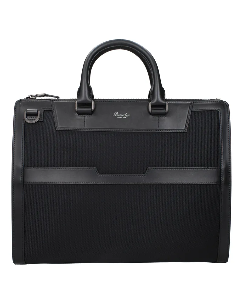Pineider Herrens Handgefertigte schwarze Stofftasche -