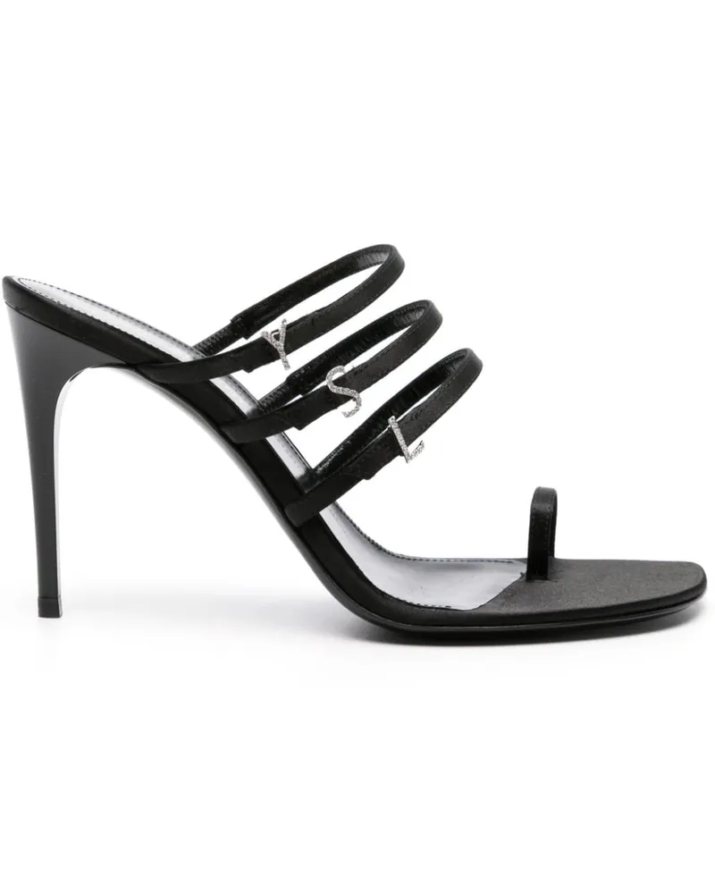 Saint Laurent Satin Ferse Maultiere Black