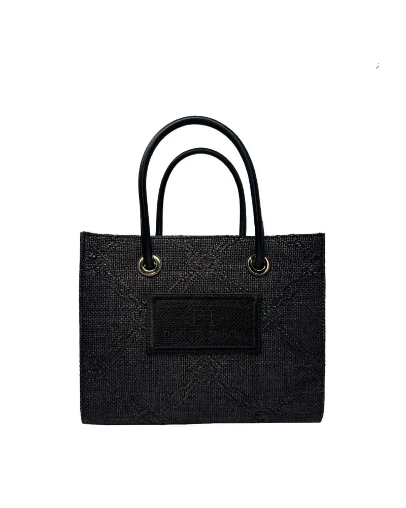 Elisabetta Franchi Totes kleine Rafia Jacquard Black