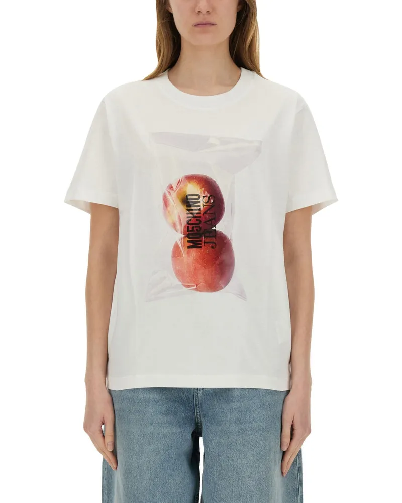Moschino Apfeldruck T -Shirt White