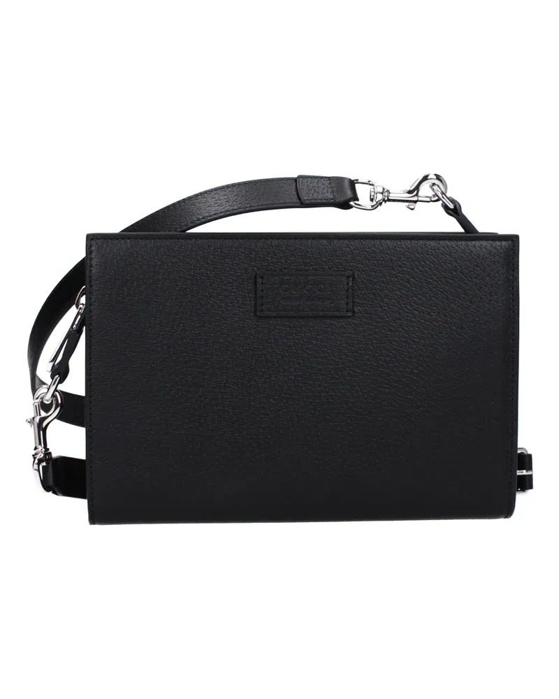 Gucci Herrens Umhängetaschen aus schwarzem Leder -