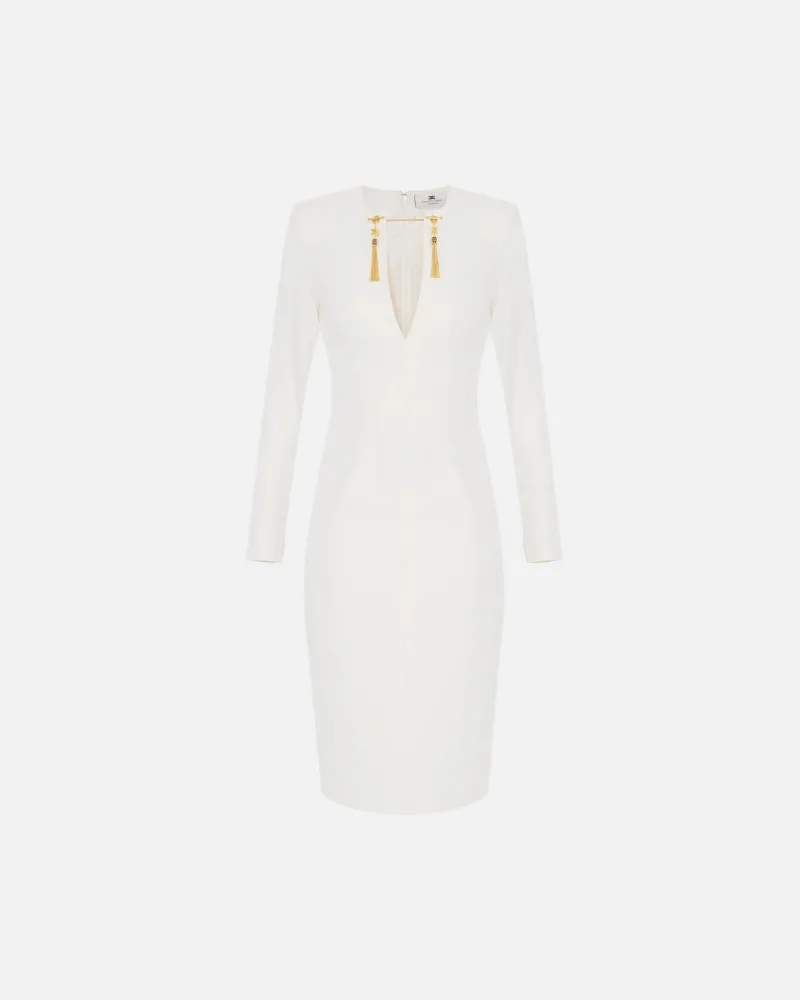 Elisabetta Franchi Kleid mit Juwelenkette Ivory