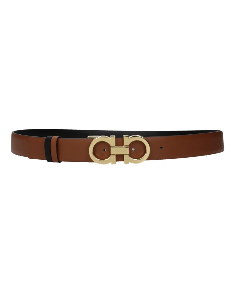Ferragamo Frauen 's Ledergürtel braun/schwarz -