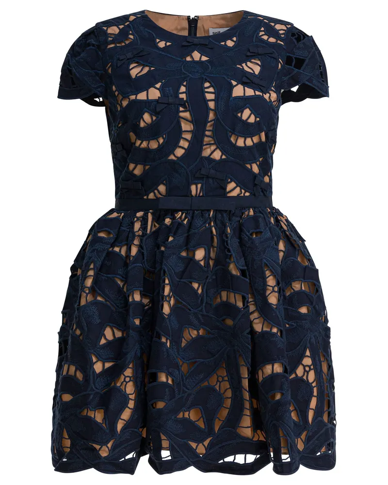 Self-Portrait Kurzes Selbstporträtkleid mit Schleife Blue