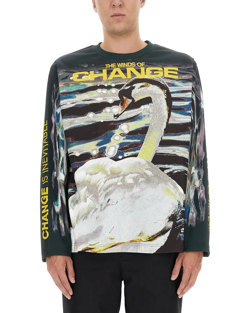 Burberry Swan Print T -Shirt Multicolour