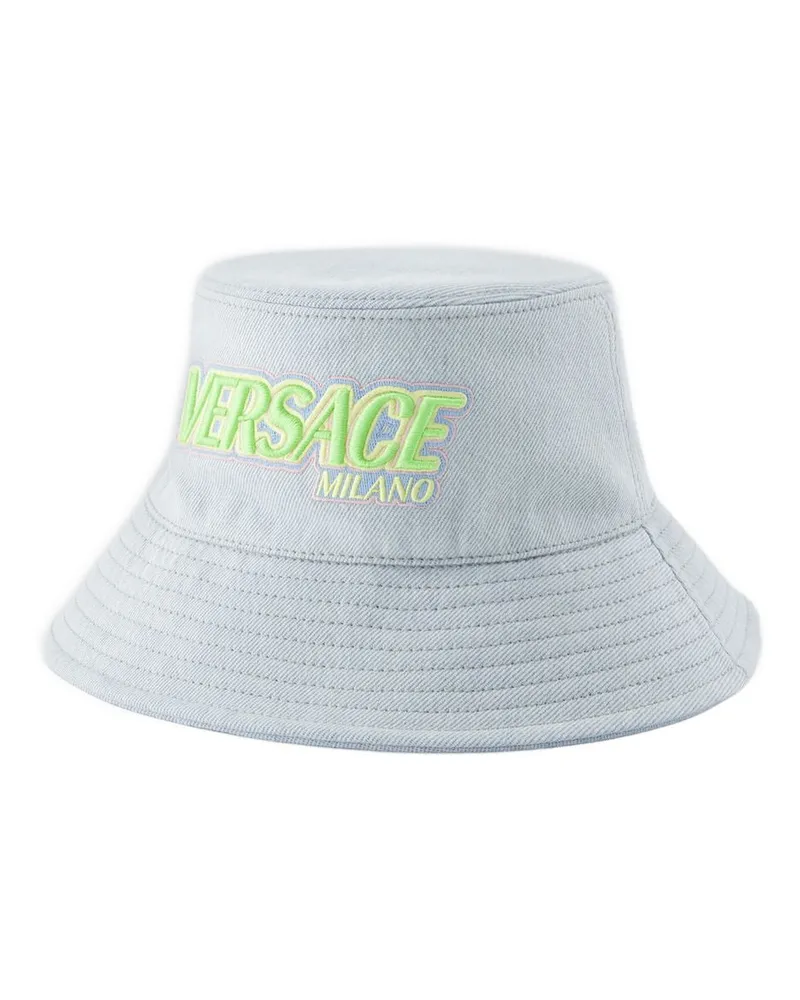 Versace Bestickter Logo -Eimer -Hut  Denim Blue Blue