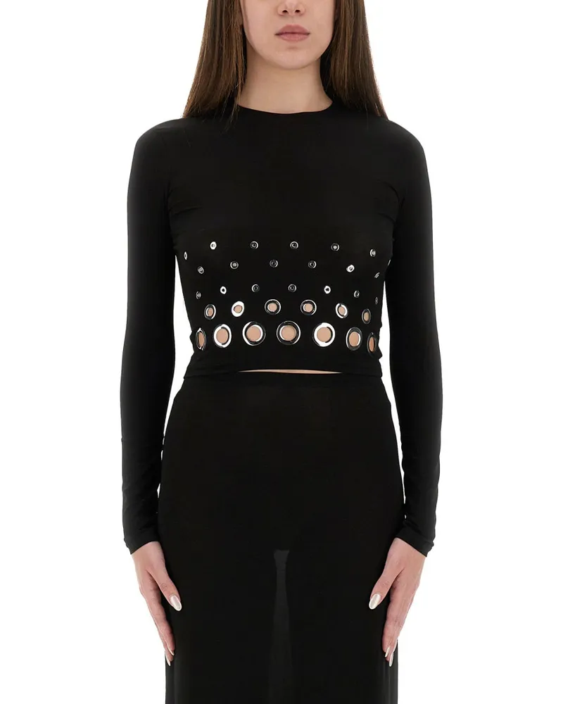 Paco Rabanne beschnitten mit Ösen Black