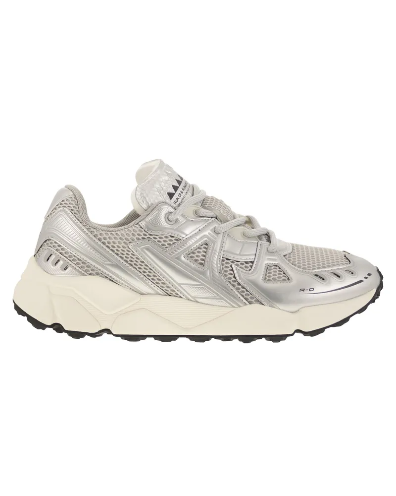 RUN OF Lauf von Leder- und Stoff -Trainern Silver