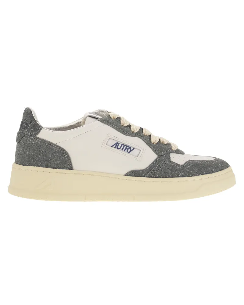 AUTRY Medaillengewinner Low -Turnschuhe mit zwei Tonen Glitzer White