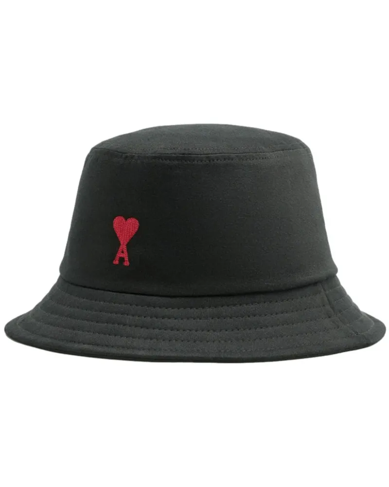 AMI Paris Ami de Coeur Baumwollschaufelhut Black