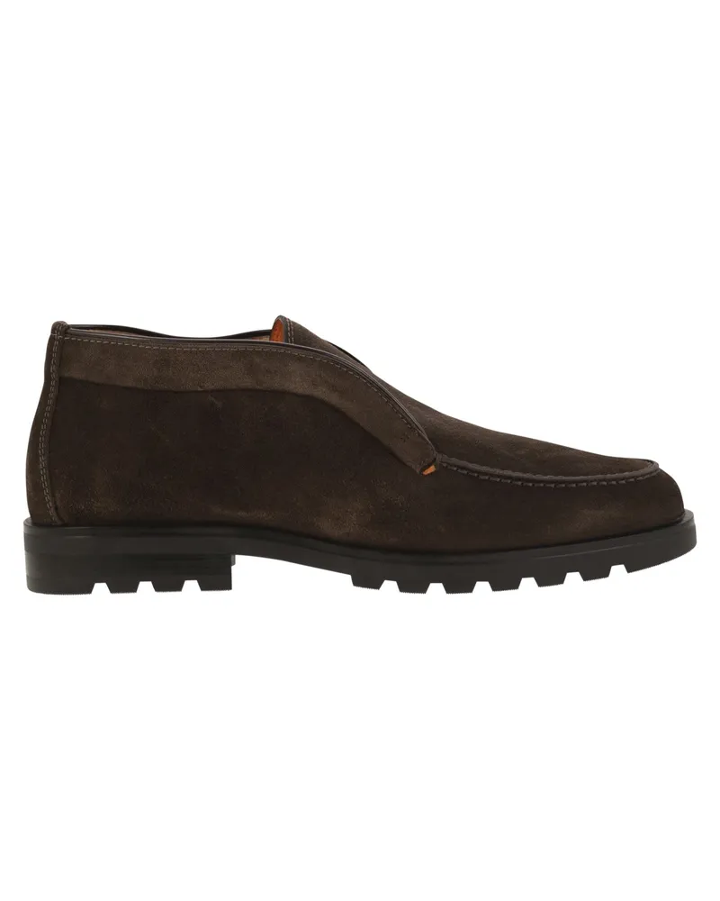 Santoni Wildleder -Knöchelstiefel ohne Schnürsenkel Brown