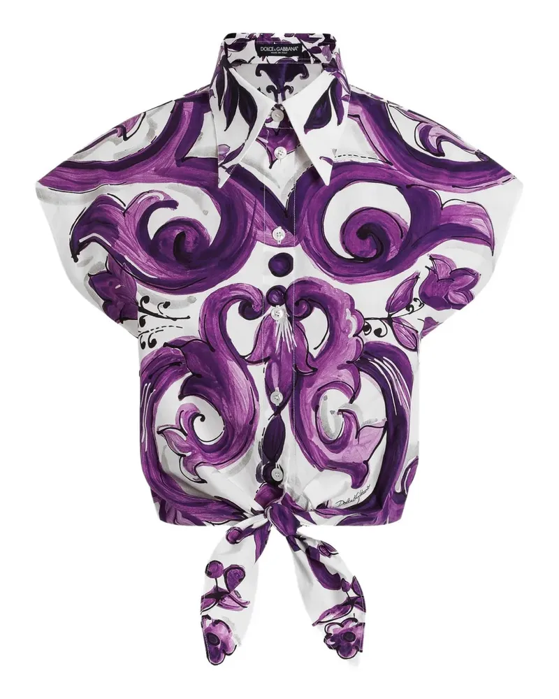 Dolce & Gabbana Graphic Print Baumwollhemd Ip3tn