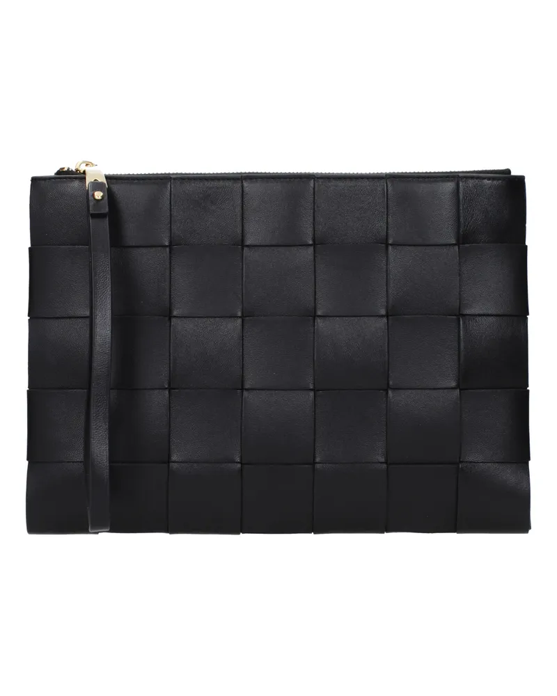 Bottega Veneta Damens Pochette aus schwarzem Leder -
